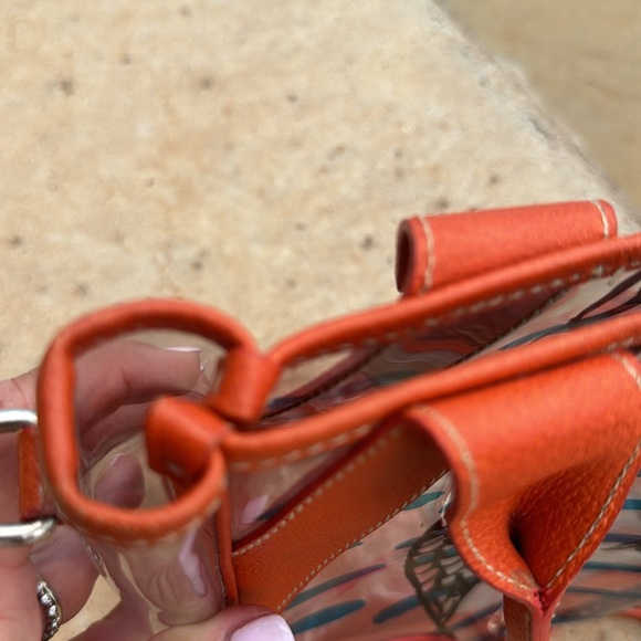 PRADA orange /clear top handle bag with original strap - Picture 8 of 9